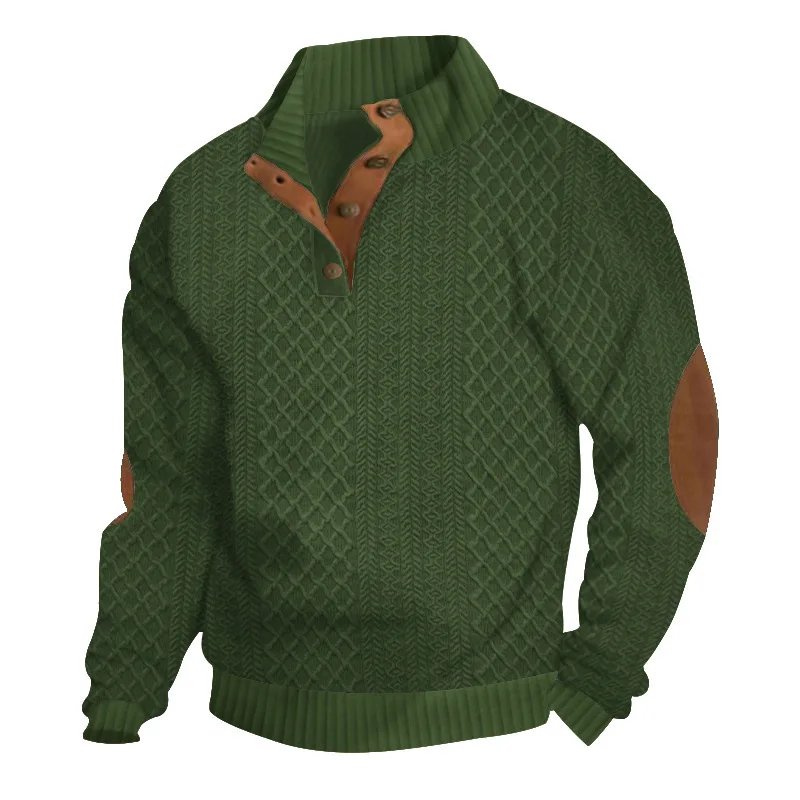 Nouveau 2024 automne/hiver hommes loisirs de plein air bouton col montant épissé ample coloré sport pull tendance hommes pull hauts