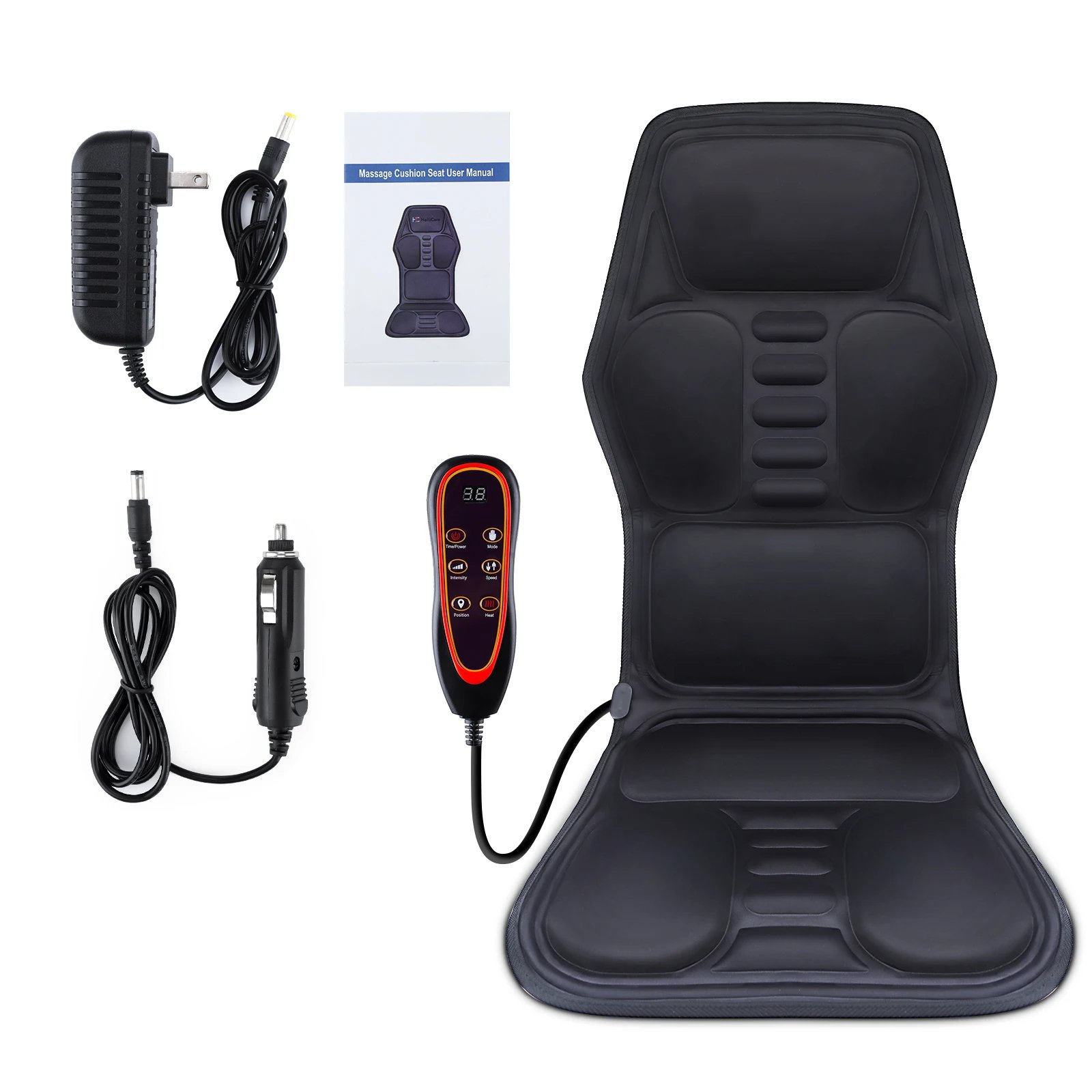 Chaise de massage électrique à infrarouge pour tout le corps, masseur de dos, coussin chauffant, vibrateur, voiture, maison, bureau, lombaire, cou, matelas, polymères