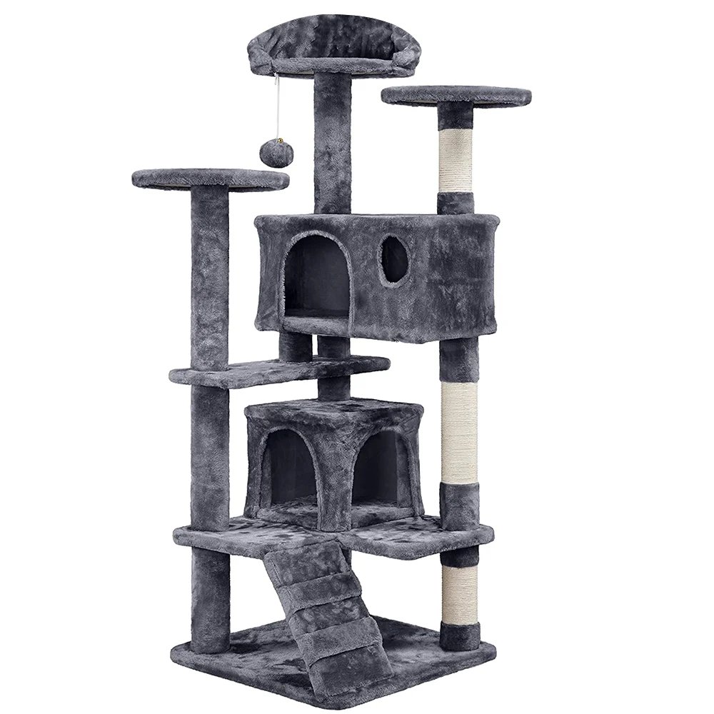 [STOCK européen] cadre d&apos;escalade pour chat arbres à chat tour à chat à 5 niveaux hamac perchoirs rembourrés et Condos jouet de saut pour chat avec échelle