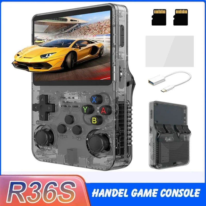 R36s nouvelle console de jeu portable open source Linux 3.5 pouces écran IPS portable 128GB lecteur vidéo cadeau de noël