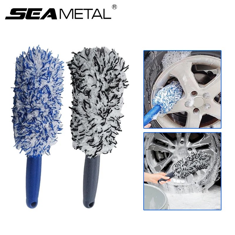 SEAMETAL-Brosse Portable pour Jante de Roue de Voiture en Peluche, Outil de Lavage, Soins Détaillants, Dépoussiérage