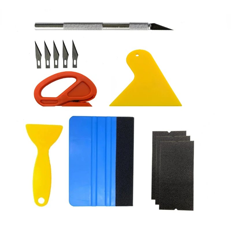 PWS – Kit de teinture pour voiture, outils d&apos;emballage en vinyle, Film de fenêtre, raclette, grattoir, autocollants, couteau coupé, accessoires de style de véhicule, spatule en vinyle