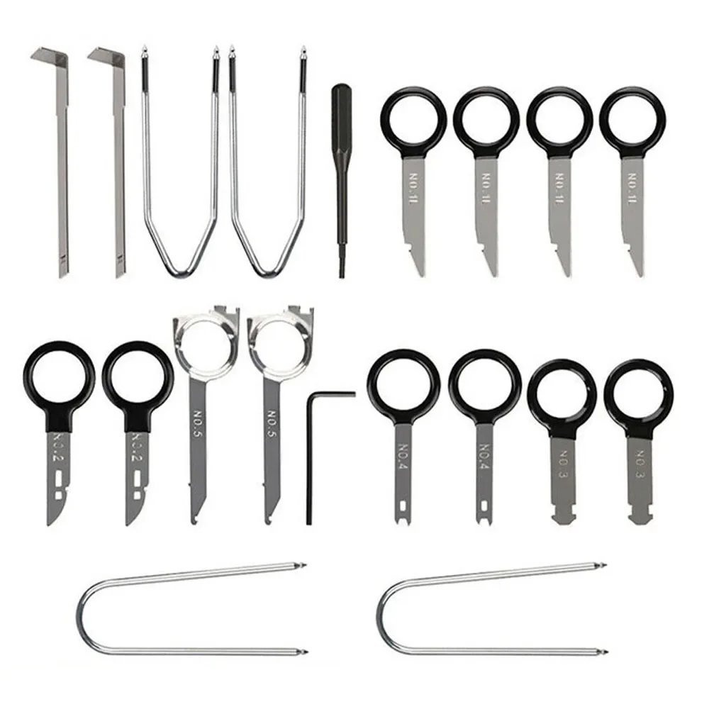 Ensemble d&apos;outils de retrait de lecteur CD de tableau de bord stéréo, 20 pièces, accessoires automobiles, Kit de clé d&apos;installation de retrait Audio d&apos;autoradio