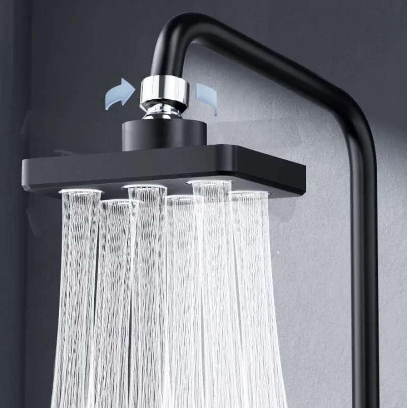 360 °   Pommeau de douche pressurisé Mini-Surround, grande pomme de douche à effet de pluie, accessoires de salle de bains