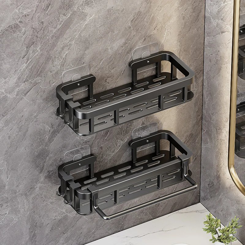 Étagère de salle de bain en aluminium – Organisateur mural sans perçage pour douche et accessoires