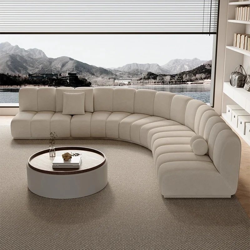 Canapé design européen beige avec grand remplissage de luxe – Canapé nordique moderne pour meubles de salon relaxants