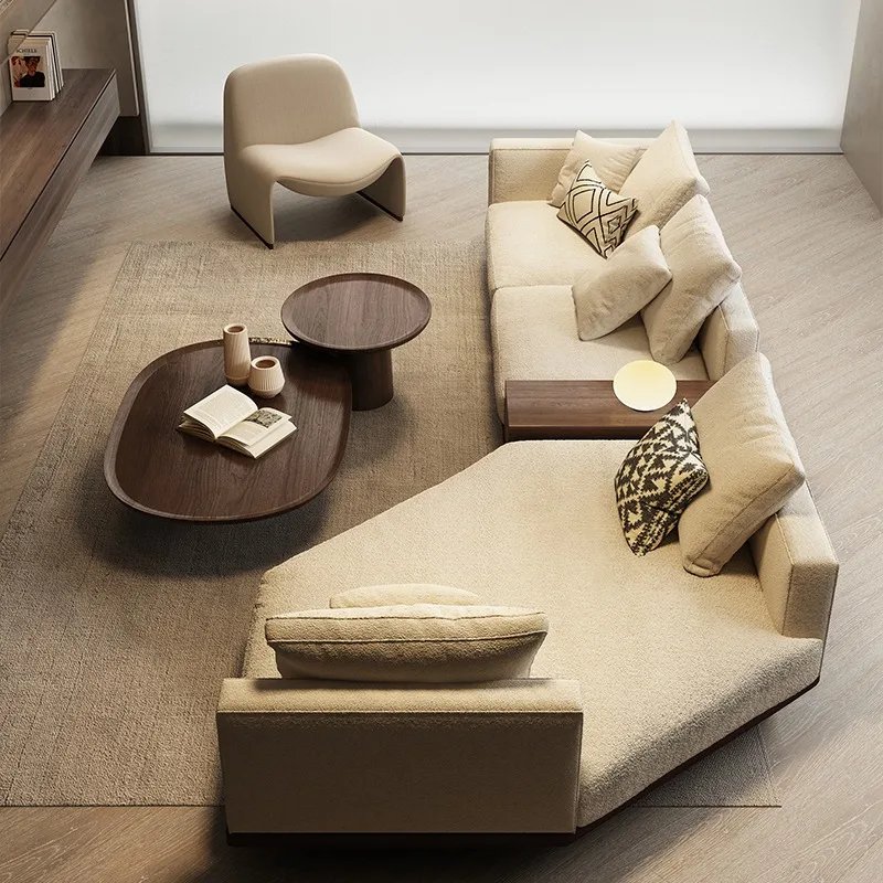 Canapé inclinable en bois beige, canapé de luxe, design de remplissage européen, canapé paresseux pour salon, meubles design