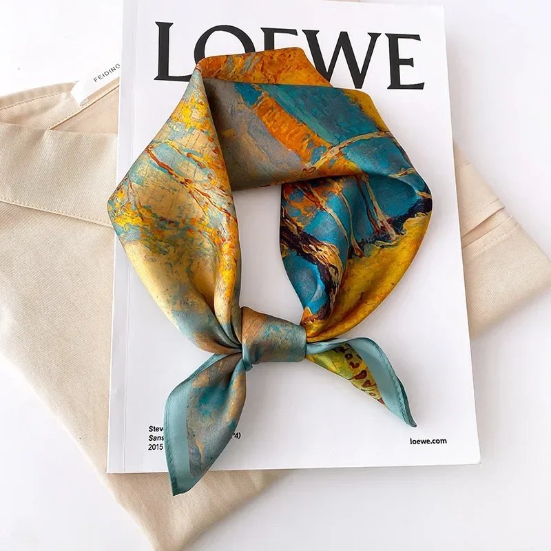 Écharpe 100% soie Bandana femmes foulards carrés foulard mûrier printemps mode luxe haute qualité bandeau Hijab châles