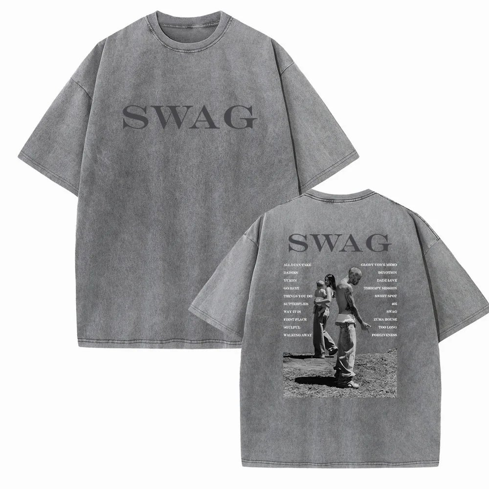 T-shirt Bieber SWAG 2025 – Style vintage unisexe, coton, imprimé deux faces